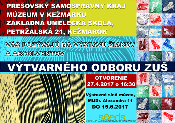 Pozvánka na výstavu žiakov a absolventov výtvarného odboru ZUŠ - Petržalská Kežmarok