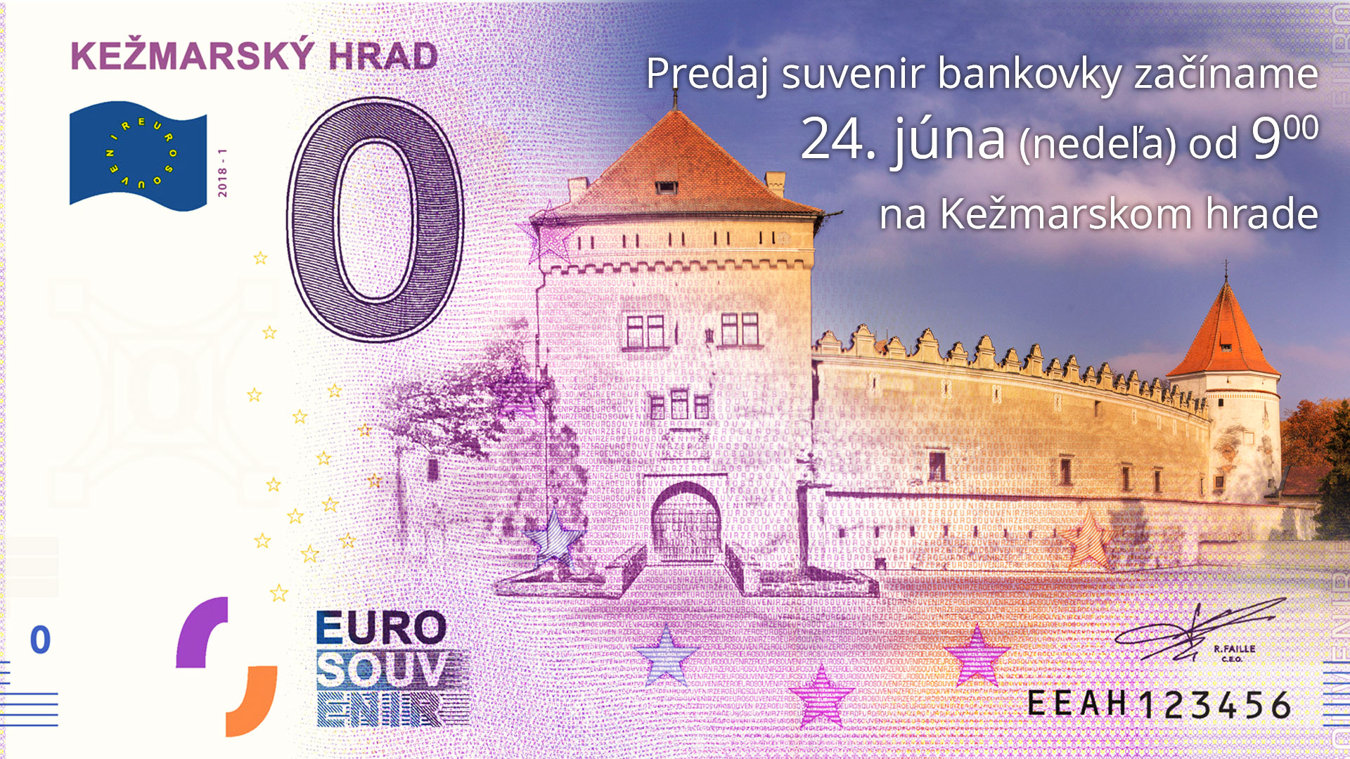 0 eurová suvenir bankovka - ilustračný obrázok.